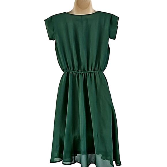 Fuchhi USA Women’s Hunter Green A-Line Short Sleeve Dress – Size Large NWT - Picture 5 of 5